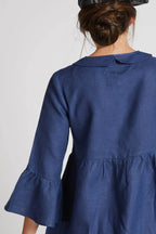Navy Relaxed Fit Bridge Gathered Top