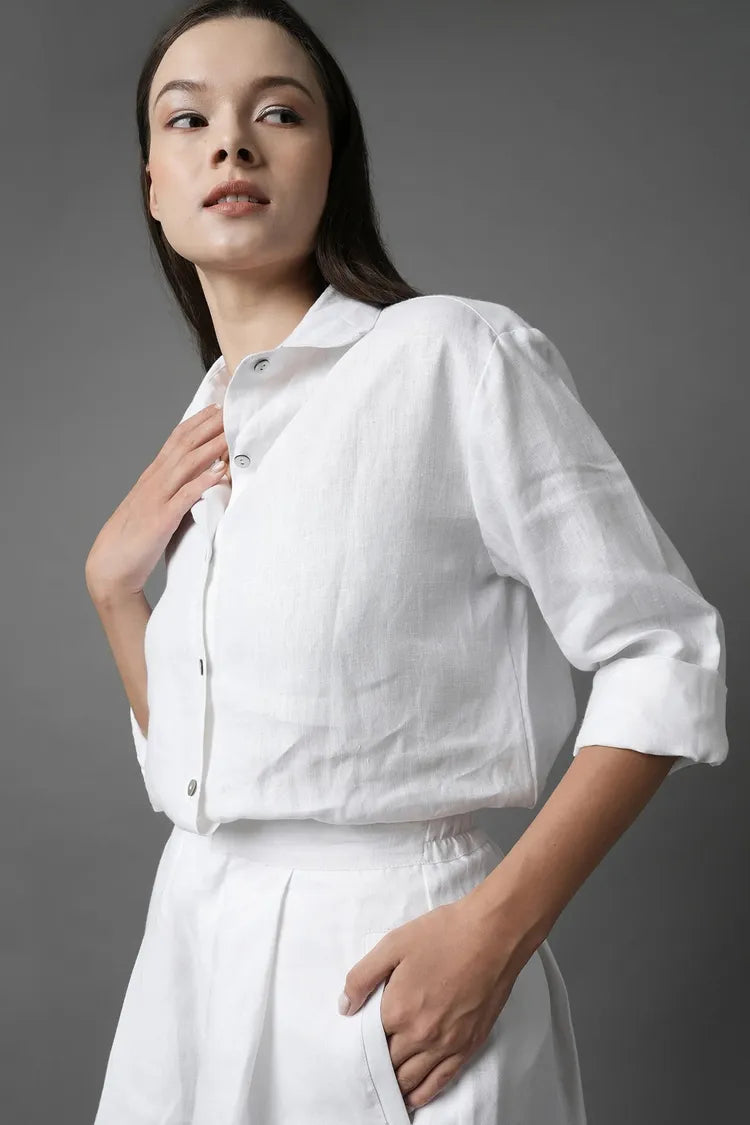 White Classic Calm Full Sleeve Shirt