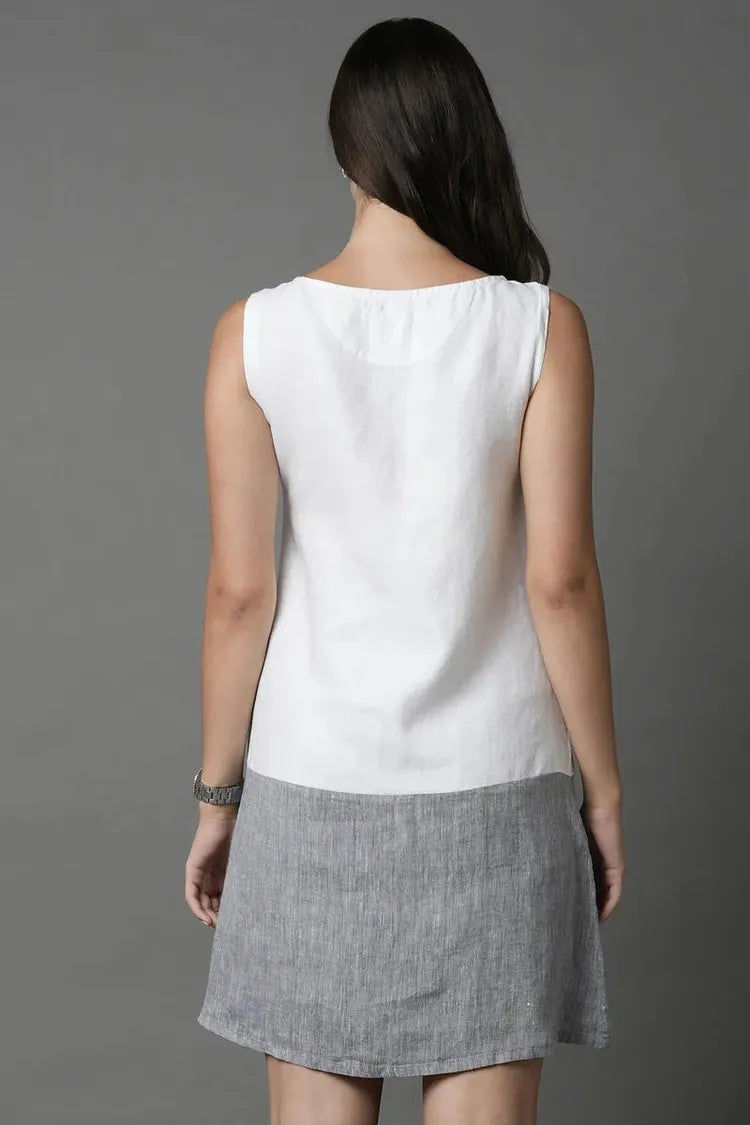 Blue A Line Dew Colorblock Dress