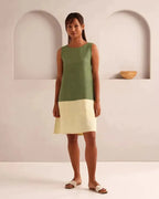 Olive A Line Dew Colorblock Dress
