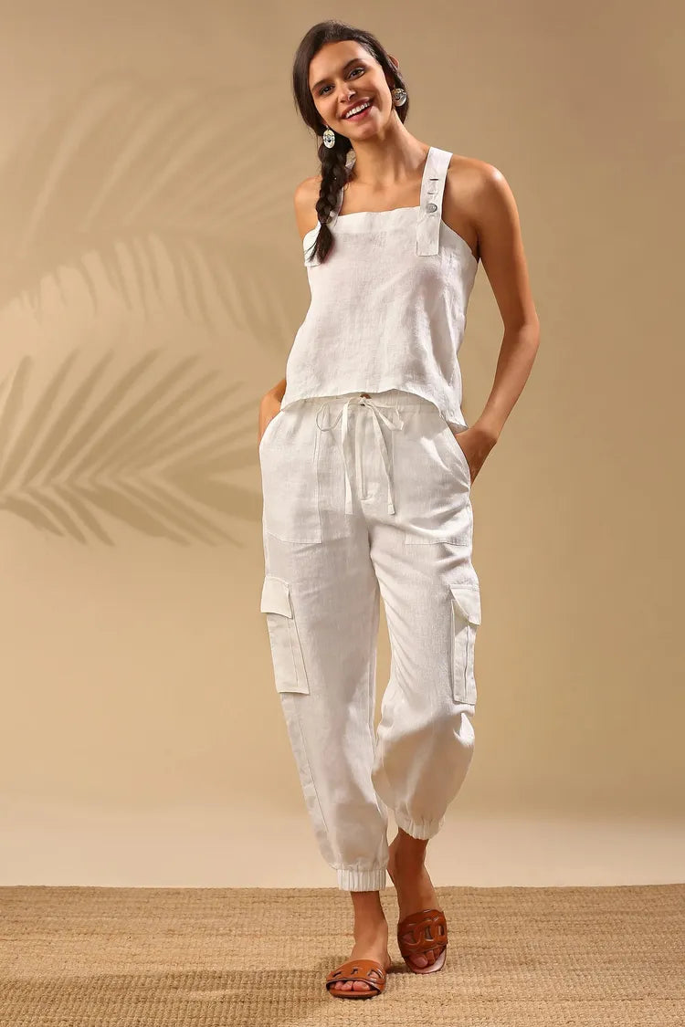 White Classic Elm Dungaree Top