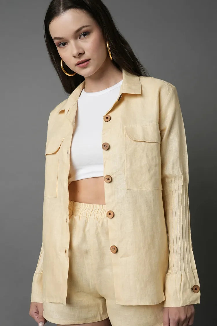 Beige Floater Elastic Shorts