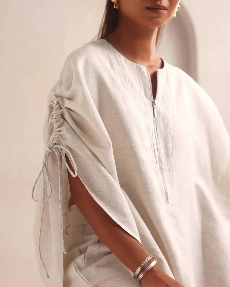 Oatmeal Oversized Gale Zipper Poncho