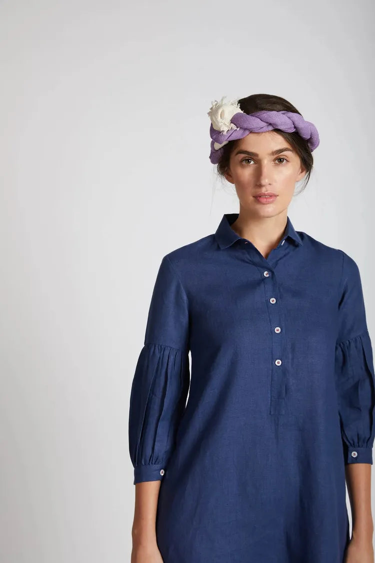 Navy Horizon Sleeve Dress