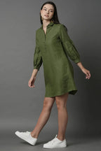 Olive Horizon Sleeve Dress
