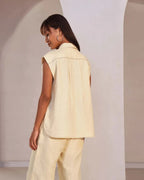 Beige Sleeveless Hue Jacket Top