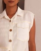 White Sleeveless Hue Jacket Top