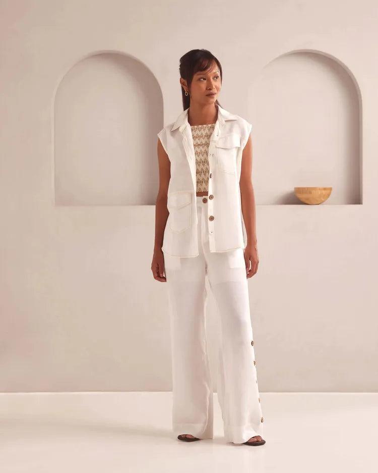 White Sleeveless Hue Jacket Top
