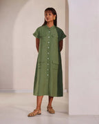 Olive Relaxed Fit Iris Shirt Dress