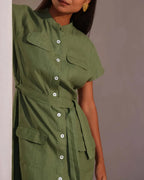 Olive Relaxed Fit Iris Shirt Dress