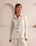 Oatmeal Ivory Pin Tuck Shirt