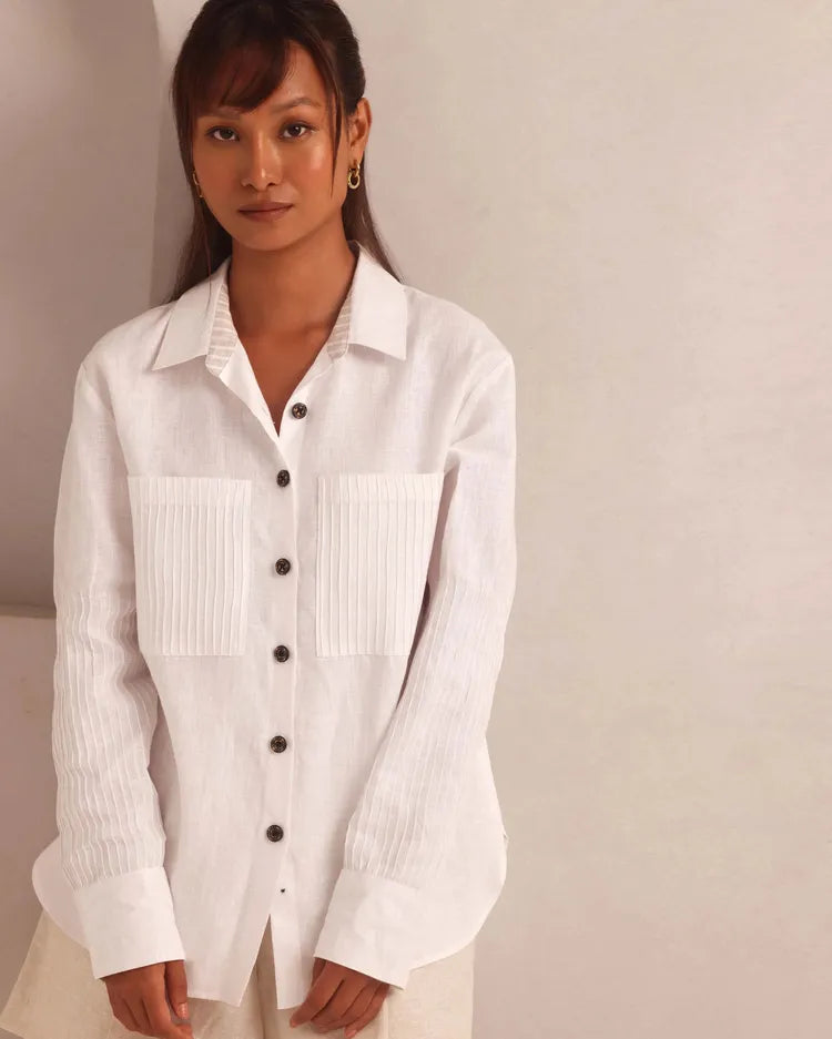 White Ivory Pin Tuck Shirt