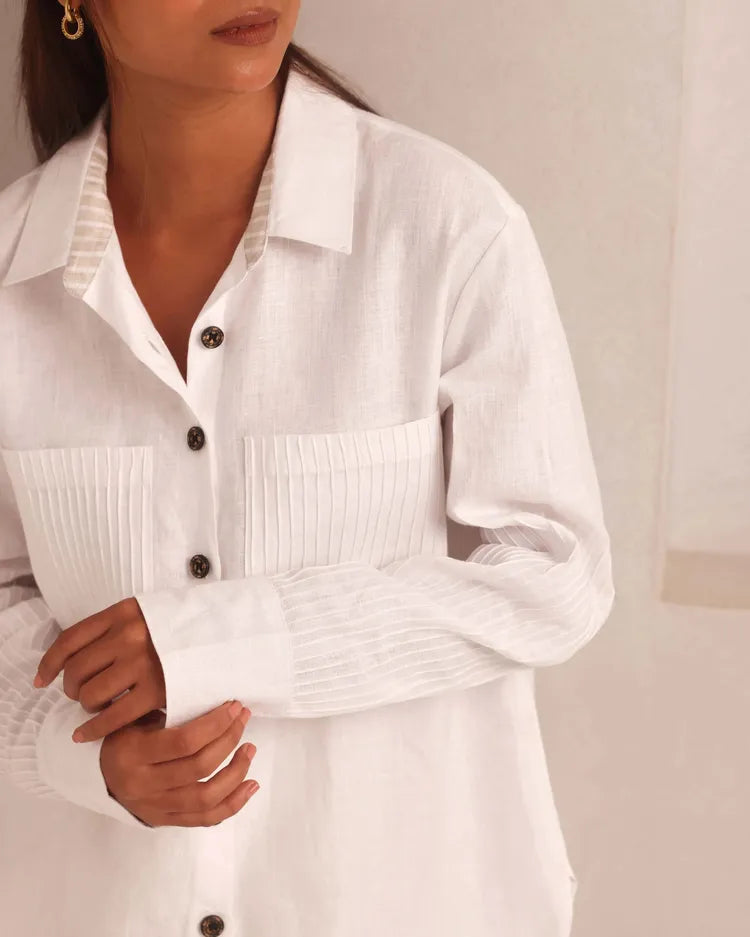 White Ivory Pin Tuck Shirt