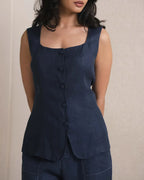 Navy Ivy Waistcoat Top