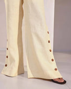 Beige Classic Highwaisted Marigold Flared Pants