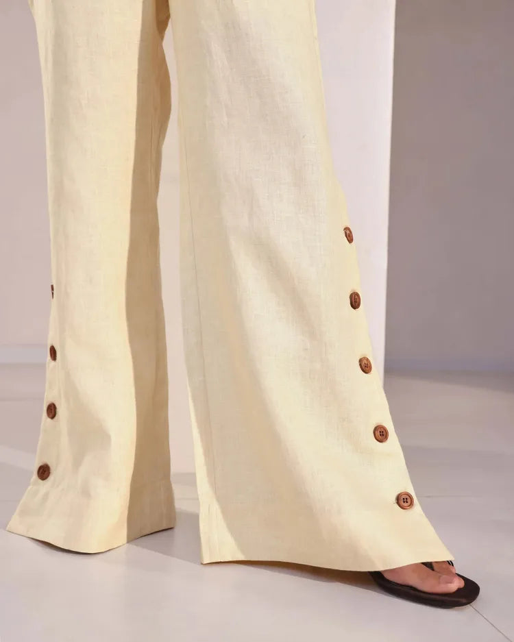 Beige Classic Highwaisted Marigold Flared Pants