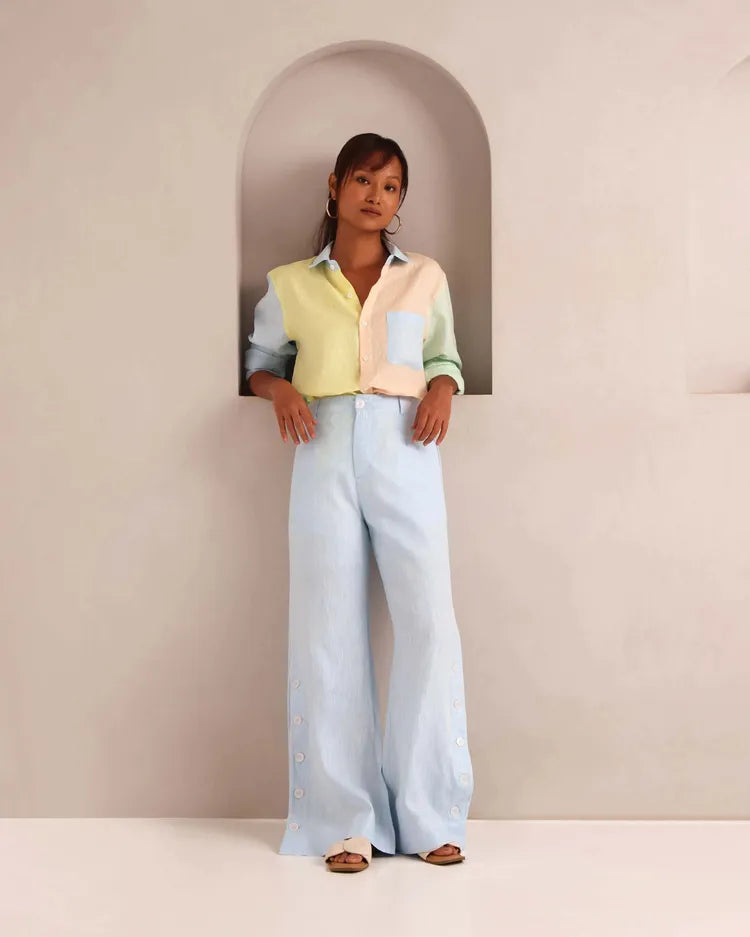 Light Blue Highwaisted Marigold Flared Pants
