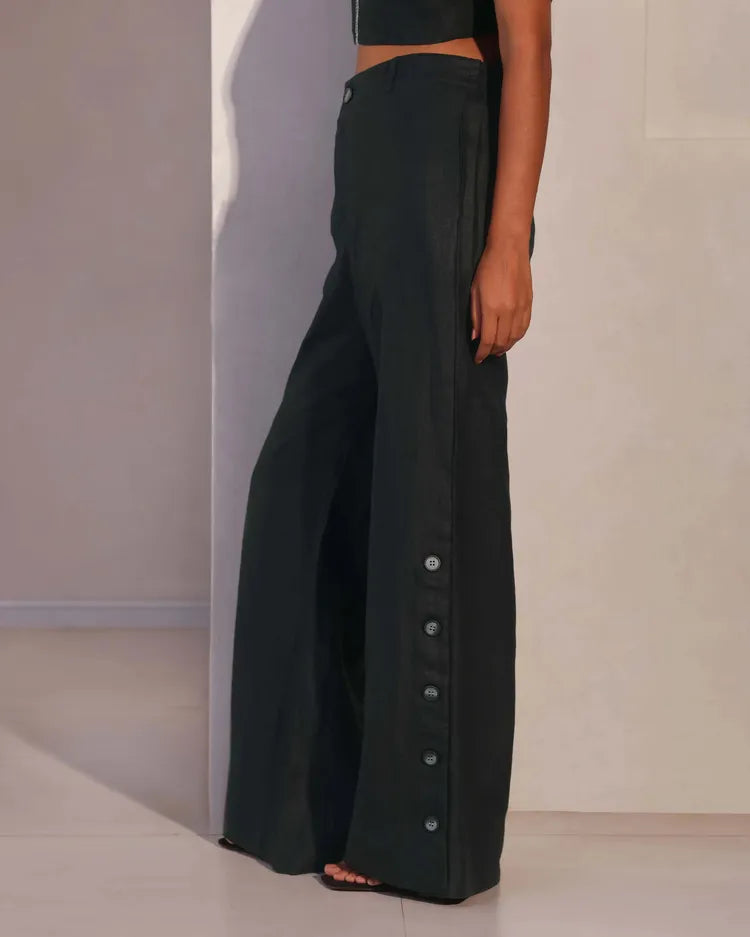 Black Classic Highwaisted Marigold Flared Pants