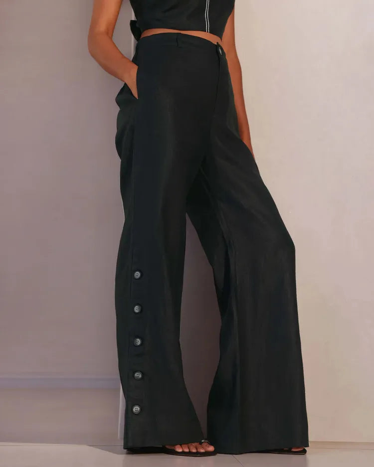 Black Classic Highwaisted Marigold Flared Pants