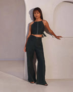 Black Mellow Tie Up Top