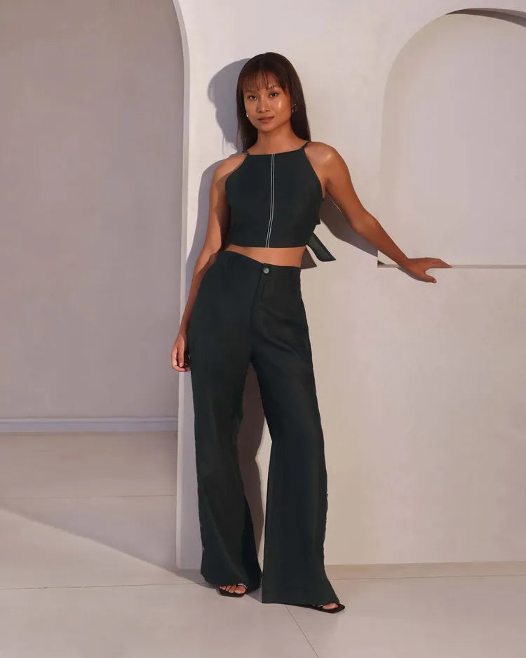 Black Mellow Tie Up Top