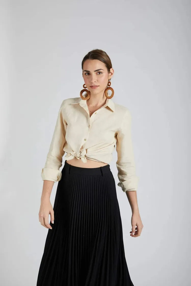 Beige Slimfit Mist Full Sleeve Shirt