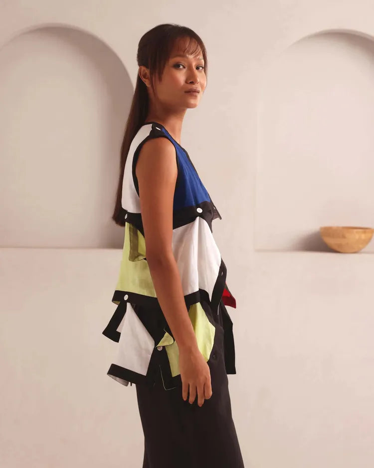 Color Block Outerwear Mondrian Patch Jacket