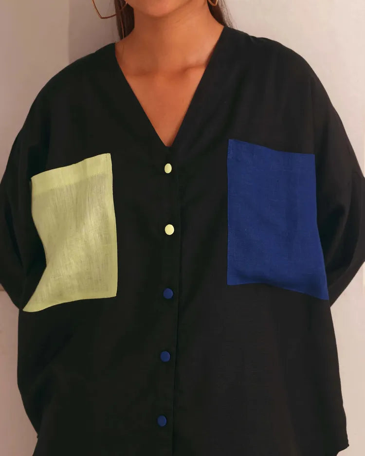 Black Oversized Mondrian Shirt