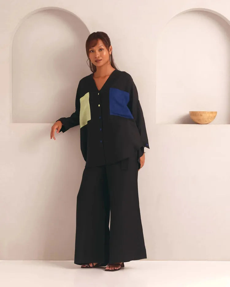 Black Oversized Mondrian Shirt