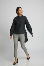 Black Oversized Morningstar Balloon Sleeve Shirt