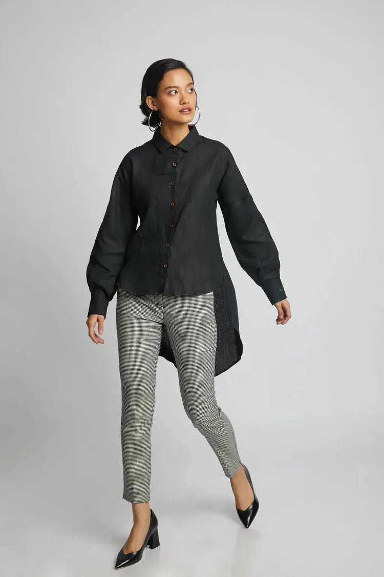 Black Oversized Morningstar Balloon Sleeve Shirt