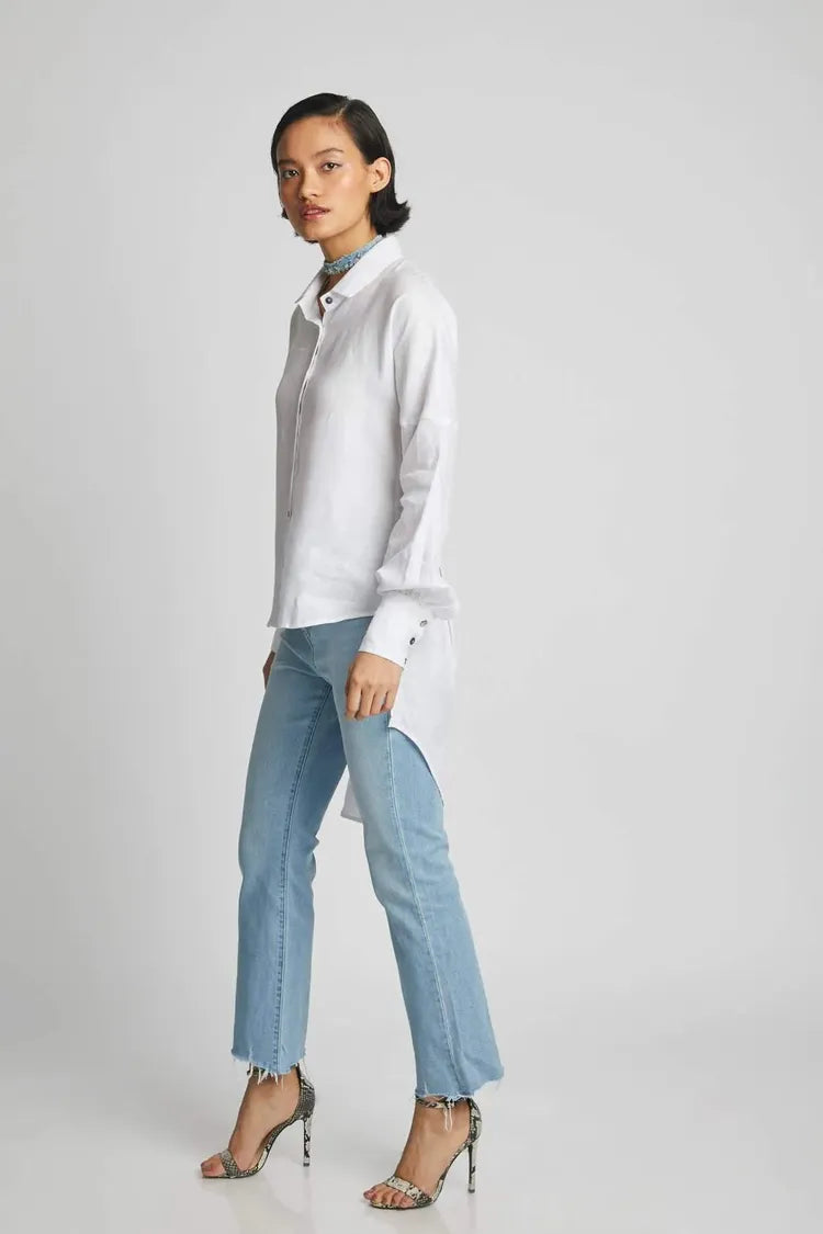 White Oversized Morningstar Balloon Sleeve Shirt