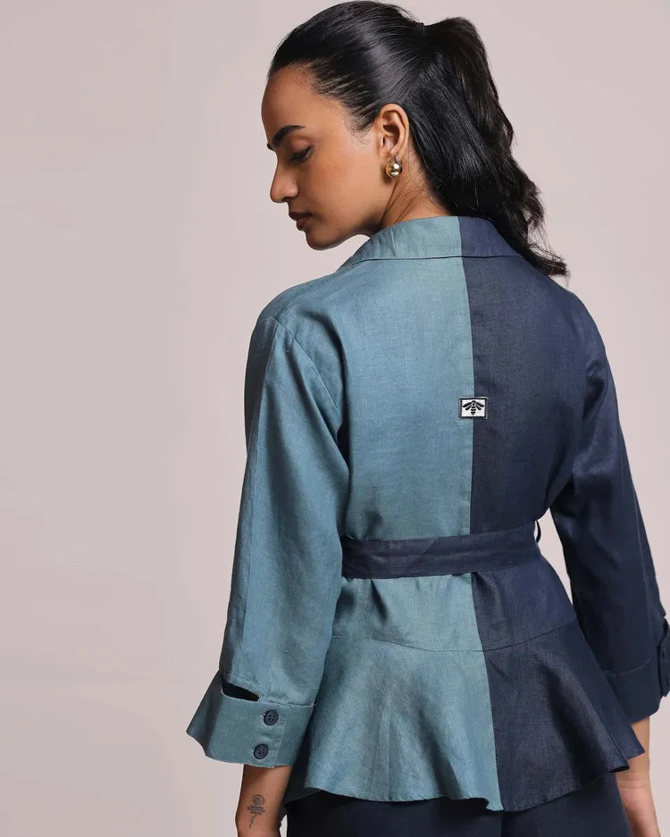 Navy Pearl Wrap Shirt