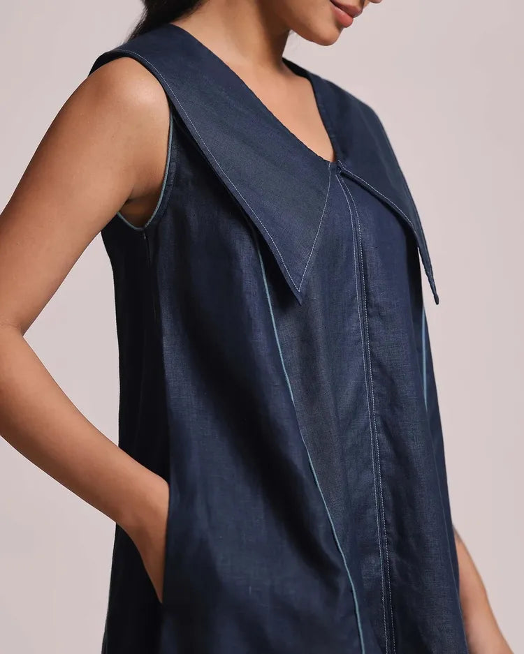 Navy Poppy Sailor Dress