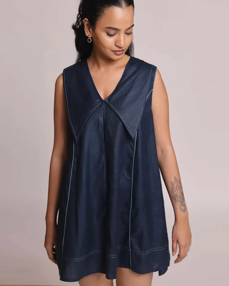 Navy Poppy Sailor Dress