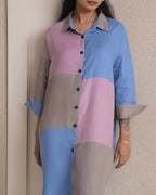 Pink Oversized Reed Shirt Dress
