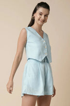 Light Blue Serene Waistcoat Top