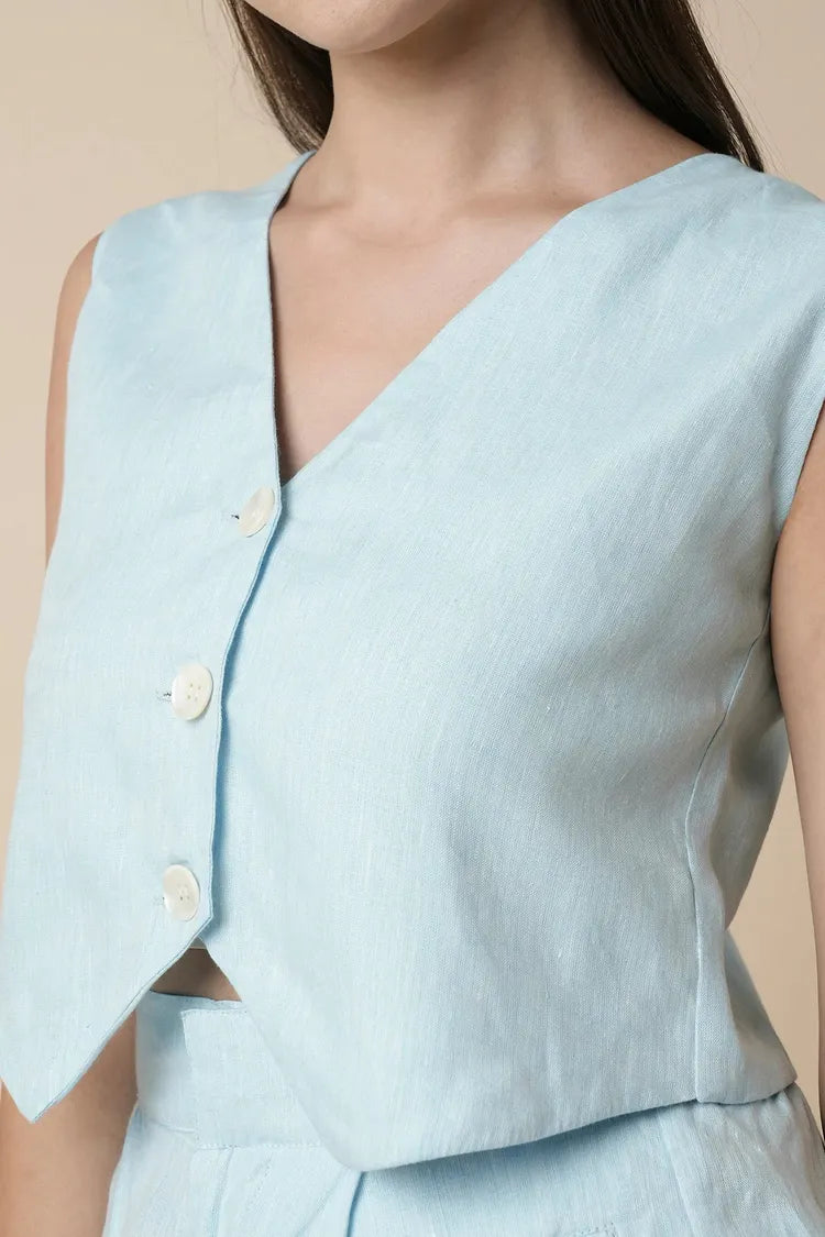 Light Blue Serene Waistcoat Top