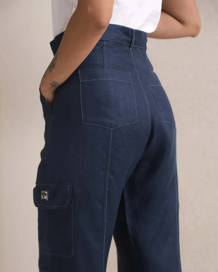 Navy Highwaisted Sienna Cargo Pants
