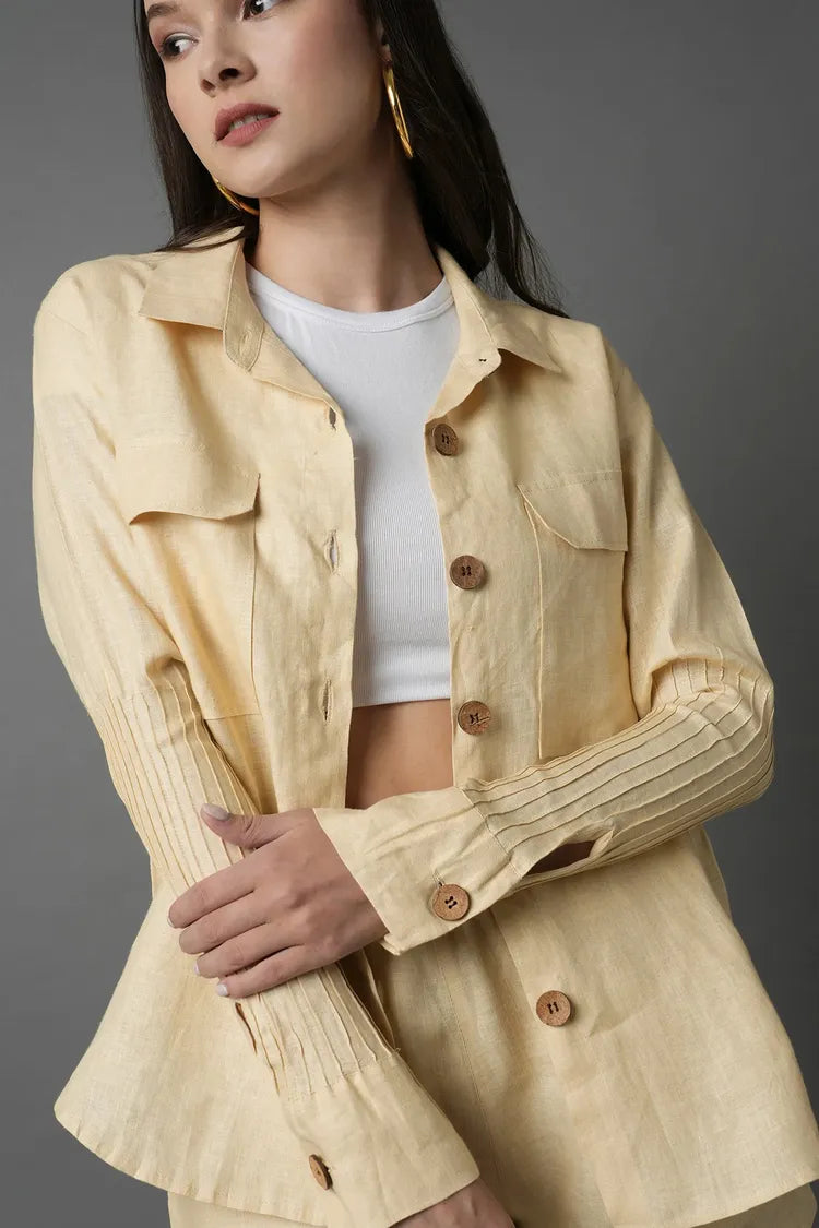 Beige Classic Sublime Pintuck Shirt