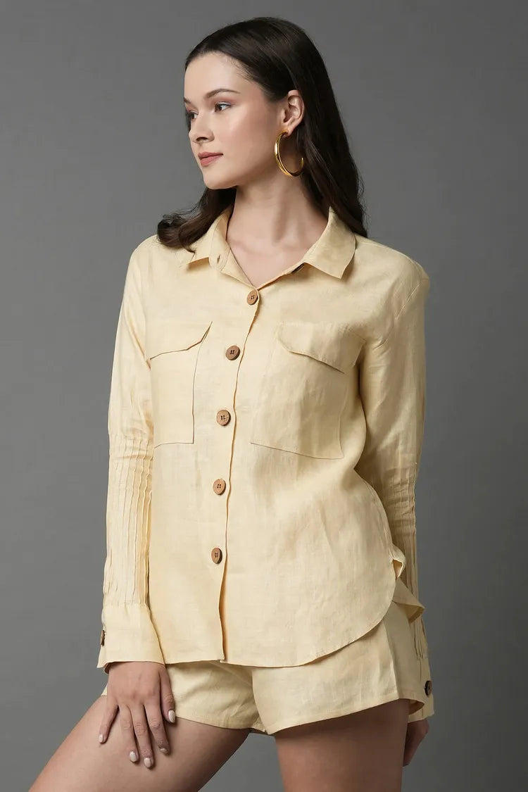 Beige Classic Sublime Pintuck Shirt