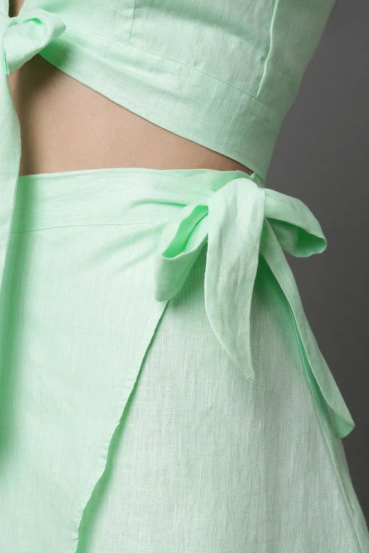 Mint Wrap Tie Skirt