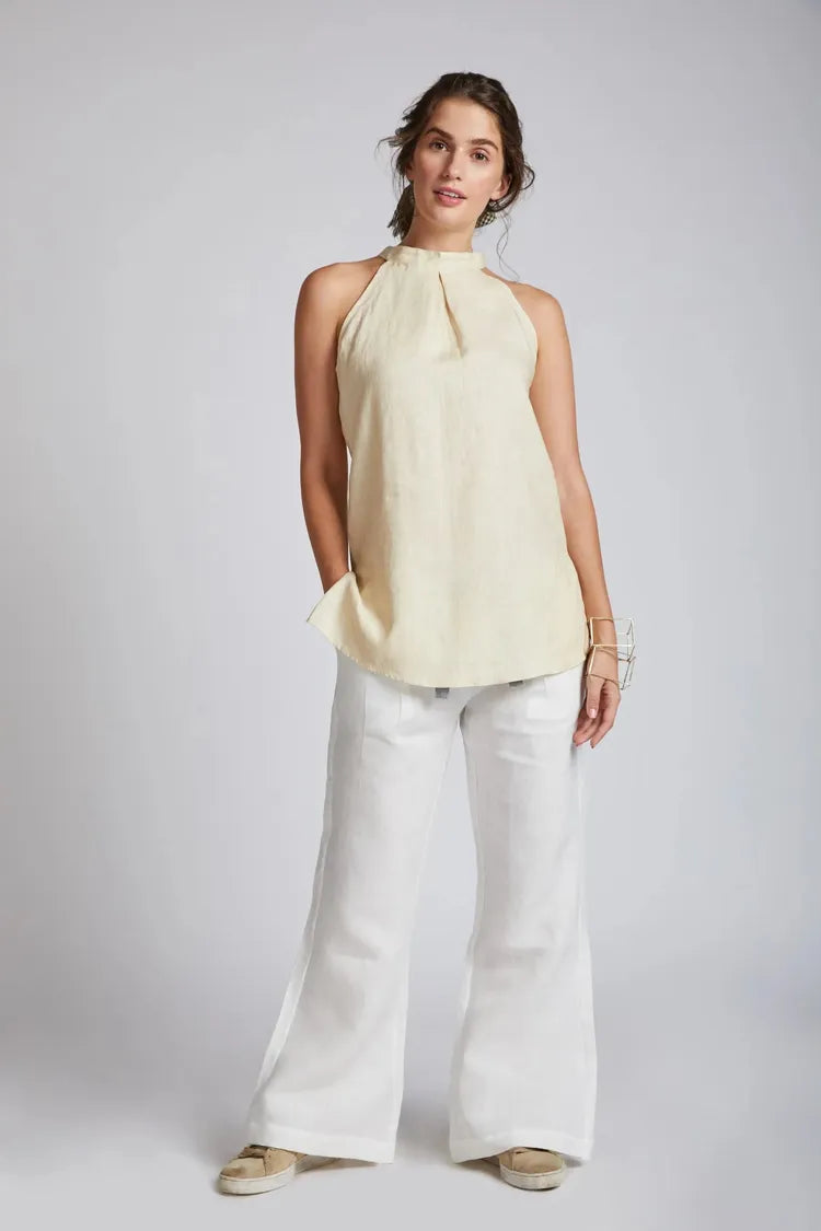 Beige Slimfit Tide Halter Top