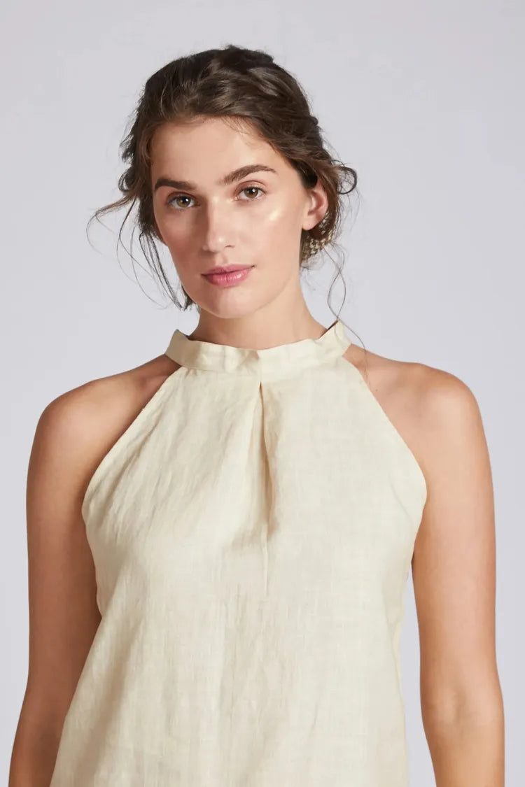 Beige Slimfit Tide Halter Top
