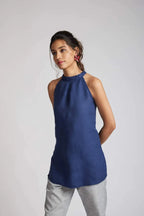 Navy Slimfit Tide Halter Top