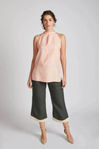 Peach Slimfit Tide Halter Top