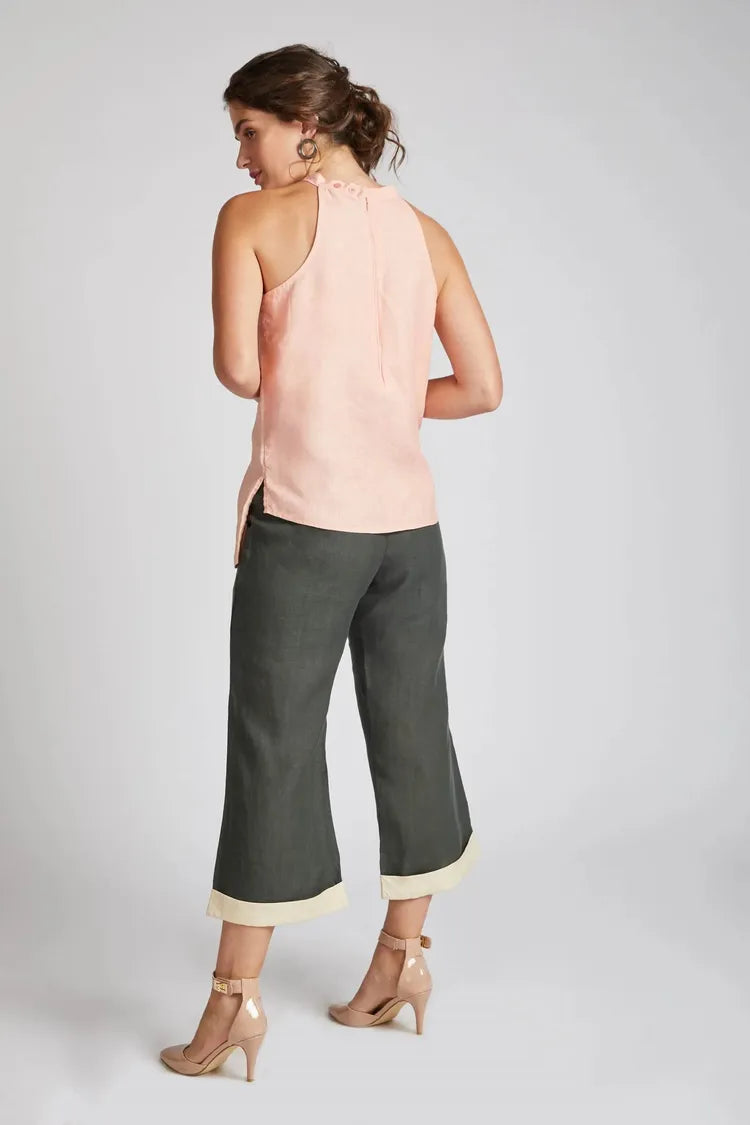 Peach Slimfit Tide Halter Top