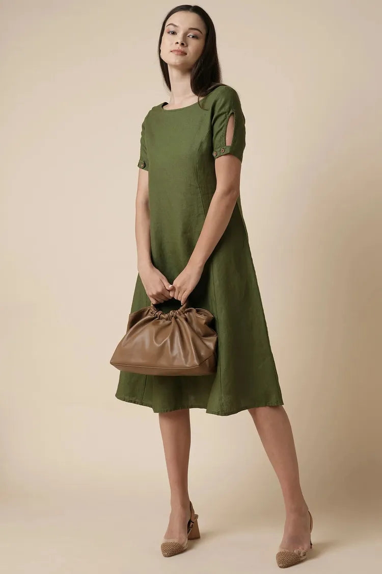 Olive Midi Length Twilight Dress