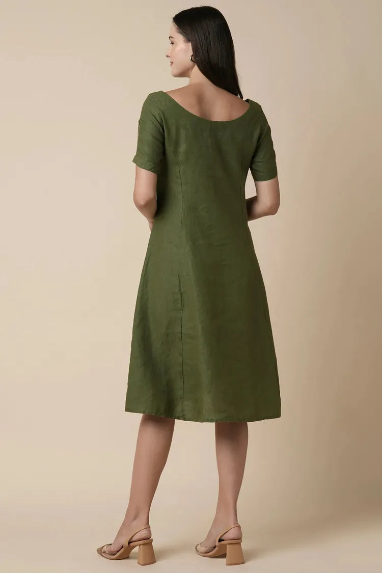 Olive Midi Length Twilight Dress