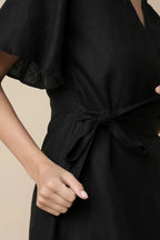 Black Whirl Wrap Dress